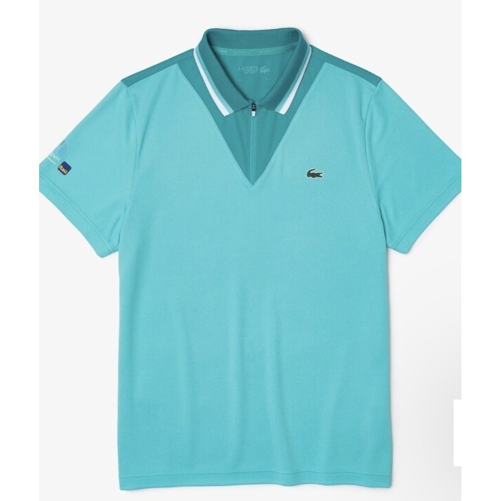 Lacoste Sport Polo Shirt Mens XXL Tennis Miami Open Zip Ultra Dry Teal